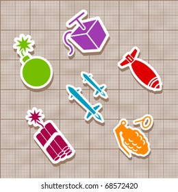 Isolated Vector bomb and rocket stickies