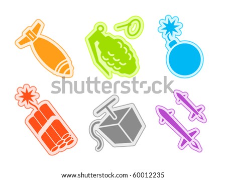 Isolated Vector bomb and rocket stickies