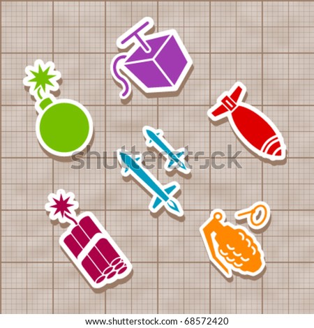 Isolated Vector bomb and rocket stickies