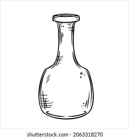  Einzelne Vektorflasche. Line Kunst leere durchsichtige Glasflasche, Flasche, Glas.