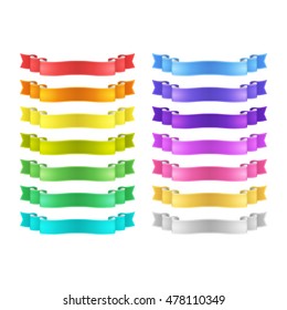 isolated vector bright colored satin ribbons set