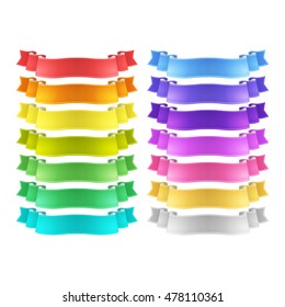 isolated vector bright colored satin ribbons set