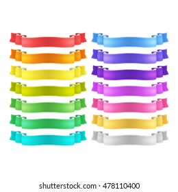 isolated vector bright colored satin ribbons set