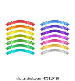 isolated vector bright colored satin ribbons set