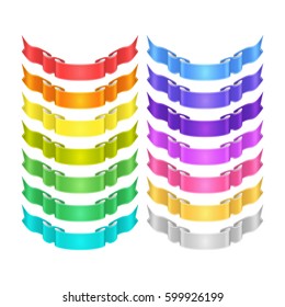 isolated vector bright colored satin ribbons set