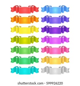 isolated vector bright colored satin ribbons set