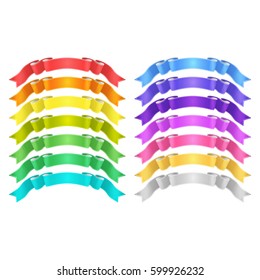isolated vector bright colored satin ribbons set