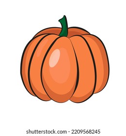 Isolated vector bright pumpkin, Halloween symbol, autumn vegetable