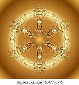Isolated of vector brown, beige and yellow snowflake. Fine winter ornament. Colorful snowflakes Vector illustration.