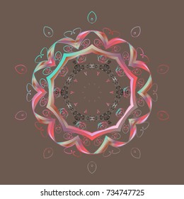 Isolated of vector brown, pink and neutral snowflake. Fine winter ornament. Colorful snowflakes Vector illustration.