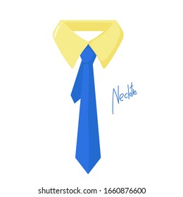 Isolated vector business day gift greeting card banner poster blue necktie . Male tie. symbol of business man