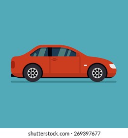 Isolated Vector Car. Flat Design Style