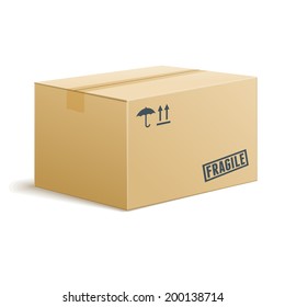 Isolated Vector Cardboard Box On Transparent Background