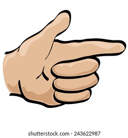 Isolated vector cartoon style hand held in pointing gesture