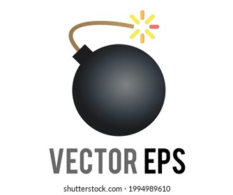 El aislado vector de dibujos animados estilo icono de bomba negra, representado como una bola negra con fusible ardiente

