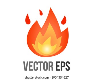 The isolated vector cartoon styled depicted as a red, orange and yellow flickering flame fire icon