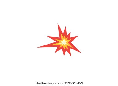 The isolated vector cartoon-styled red, yellow fiery burst collision star emoji icon