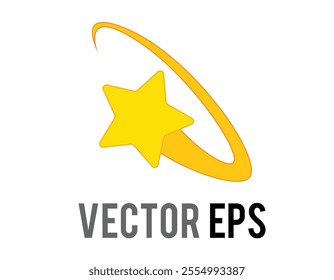 The isolated Vector cartoon-styled stylized star swirling in a yellow ring circle, feeling dizzy cartoon symbol