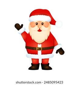 Isolated vector character of cheerful santa claus in cartoon style without background or on white background.