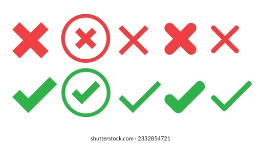 isolated vector check mark and cross