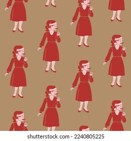 Isolated vector Christmas character. Colored seamless pattern. Merry Christmas and Happy New Year
