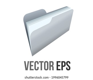 The isolated vector classic gradient grey computer file folder icon with document