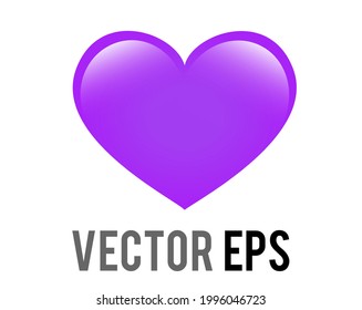 The isolated vector classic love gradient purple glossy heart icon, used for affection, joy, admiration