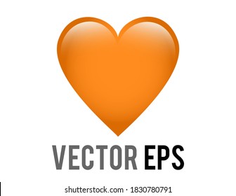 The isolated vector classic love orange glossy heart emoji  icon, used for expressions of love, openness, support or friendly intentions with warmth, care and sunshine