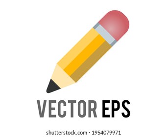 Icono aislado vectorial clásico del lápiz amarillo con punta afilada, borrador rosa, utilizado para el contenido relativo a escritura, dibujo y escolaridad