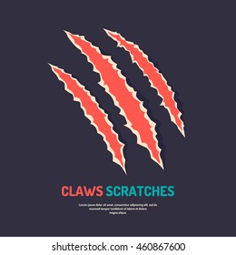 Isolated vector claws scratches. Silhouette of wounds and cuts.