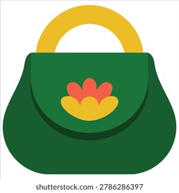 Isolated vector clip art of small cosmetic bag or women purse design on white background