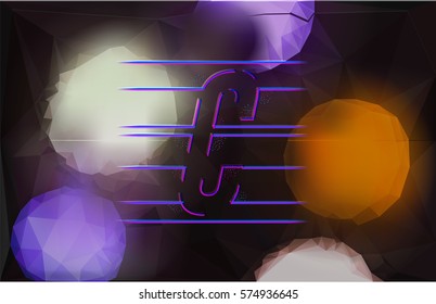 Isolated Vector Clipart of C Letter on a Night Lights Style Triangles Pattern Background