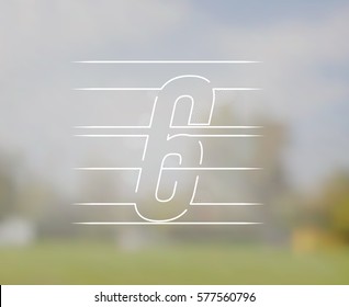 Isolated Vector Clipart of Number Six on a Bright Landscape Photo Background