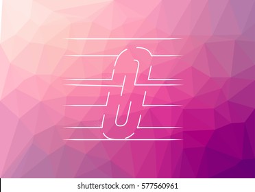 Isolated Vector Clipart of Number Zero on a Pink and Magenta Polygonal Pattern Background