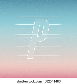 Isolated Vector Clipart of P Letter on a Bright Empty Blue and Pink Gradient Background