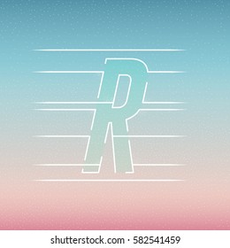 Isolated Vector Clipart of R Letter on a Bright Empty Blue and Pink Gradient Background