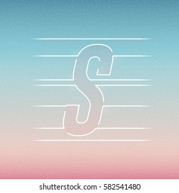 Isolated Vector Clipart of S Letter on a Bright Empty Blue and Pink Gradient Background