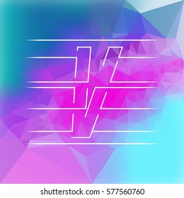 Isolated Vector Clipart of V Letter on a Bright Empty Blue and Pink Gradient Background