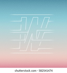 Isolated Vector Clipart of W Letter on a Bright Empty Blue and Pink Gradient Background
