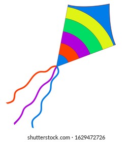 Isolated vector color flat image of a kite on a white background