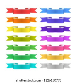 isolated vector colored satin ribbons set