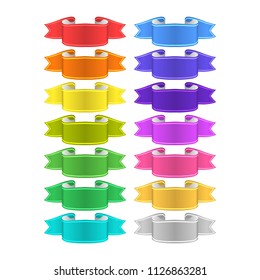 isolated vector colored satin ribbons set
