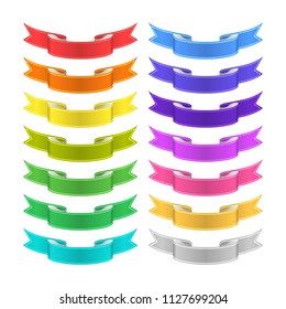 isolated vector colored satin ribbons set