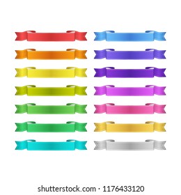 isolated vector colored satin ribbons set