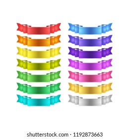 isolated vector colored satin ribbons set