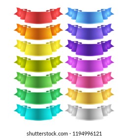 isolated vector colored satin ribbons set