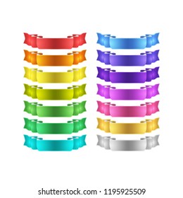 isolated vector colored satin ribbons set