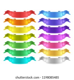 isolated vector colored satin ribbons set