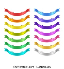 isolated vector colored satin ribbons set