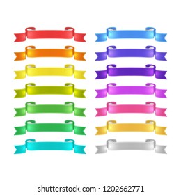 isolated vector colored satin ribbons set